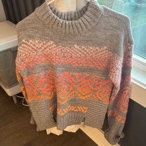 Democracy Gray and Orange Knit Sweater